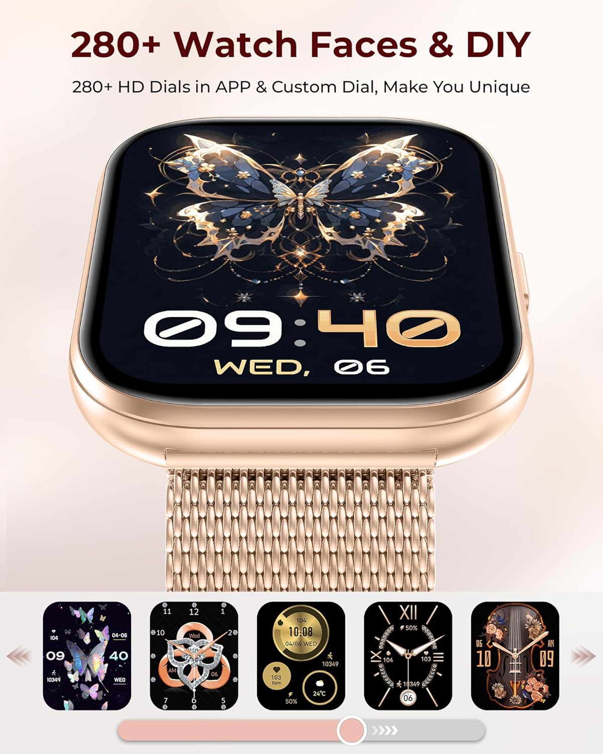 Iaret Reloj inteligente para mujer, juego de regalo de 4 bandas y encanto, rastreador de fitness HD de 1.75 pulgadas con llamadas Bluetooth, monitor de sueño SpO2 de frecuencia cardíaca, más de 120