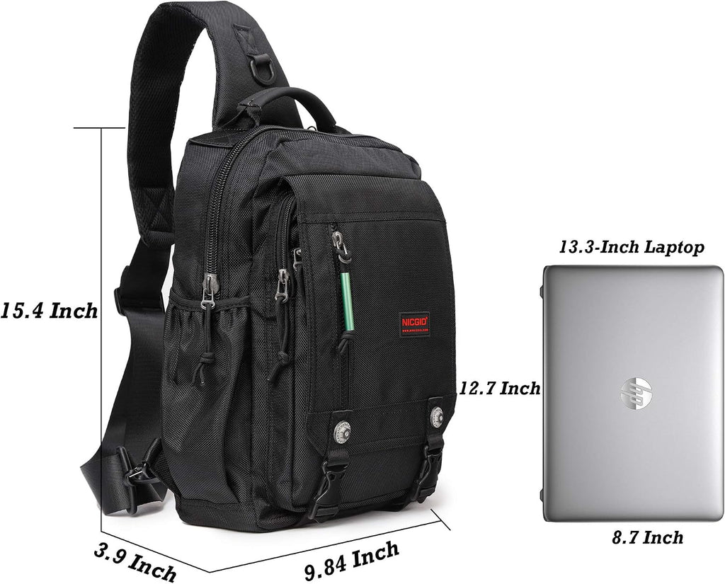 NICGID Bandoleras de hombro en el pecho, mochila para laptop, bolsa de mensajero cruzada para viajes al aire libre, hombres y mujeres