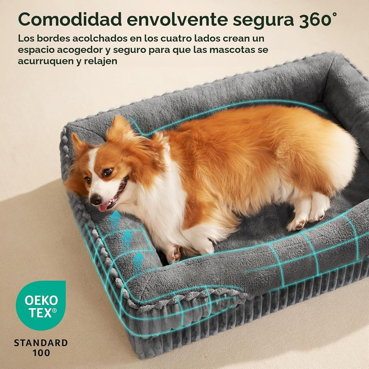EHEYCIGA Cama ortopédica XL para perros de 42 x 30 pulgadas, sofá de espuma
