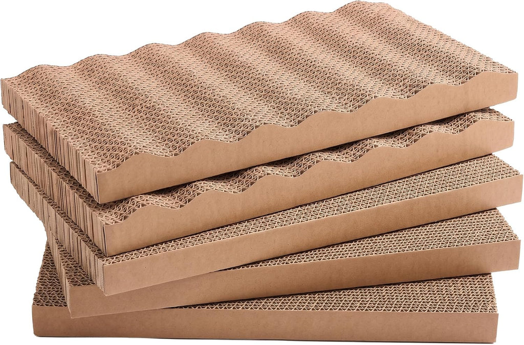 5 piezas de rascador para gatos con caja, rascadores reversibles para gatos de interior, rascador de cartón para gatos con hierba gatera, 2 tablas curvas y 3 tablas planas para rascar en la
