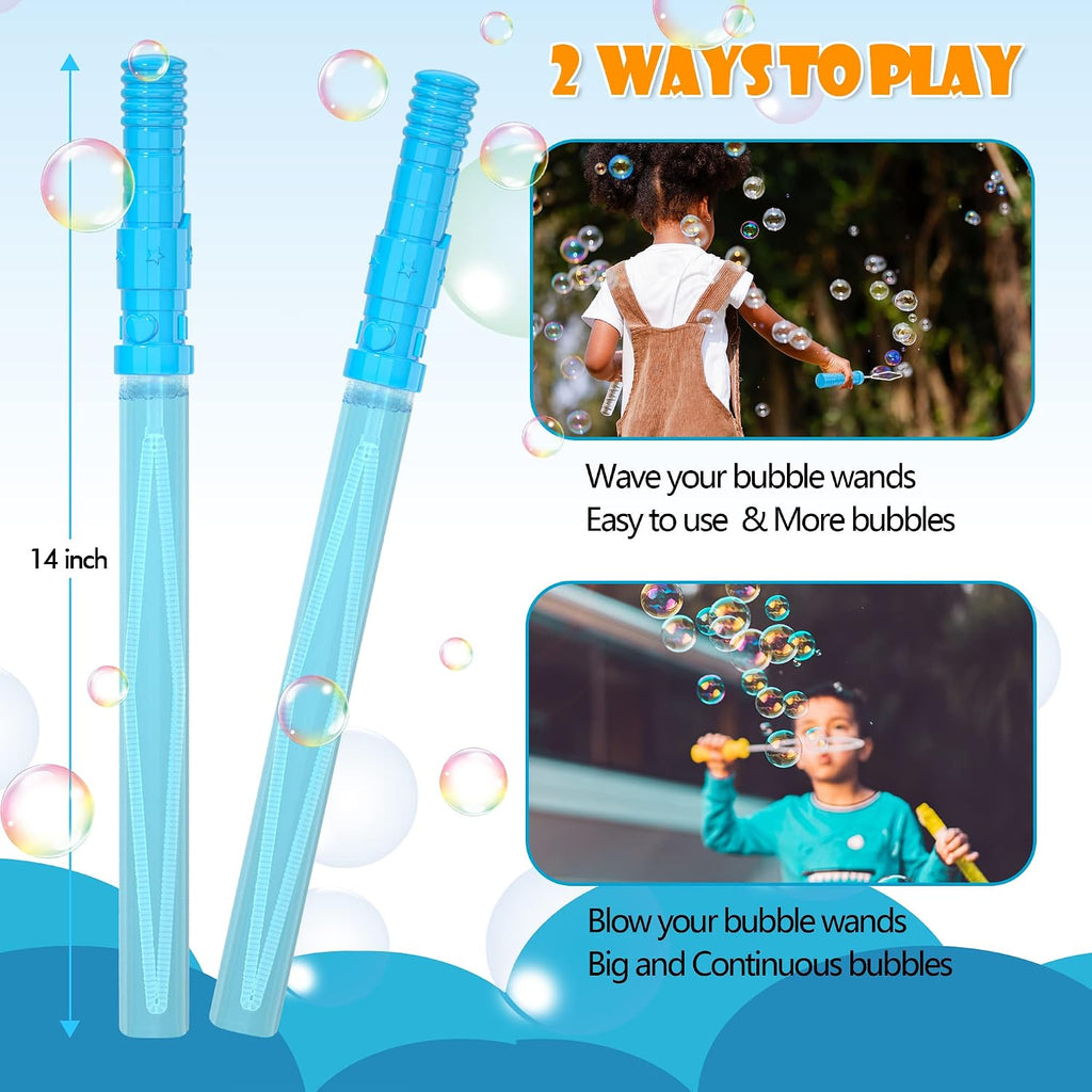 Inscraft Paquete de 40 varitas de burbujas grandes de 14 pulgadas, 8 burbujas de colores a granel para juguete de verano, uso de actividades al aire libre e interior, Pascua, cumpleaños, graduación, ducha, suministros de fiesta de burbujas para niños