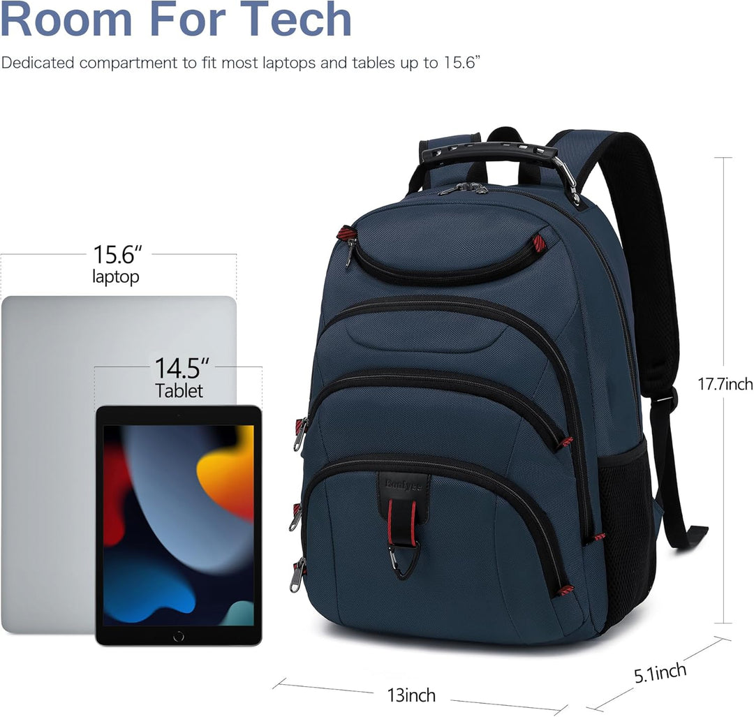 Mochila para laptop Boavan para hombre (Negro, 15.6), Azul marino c...