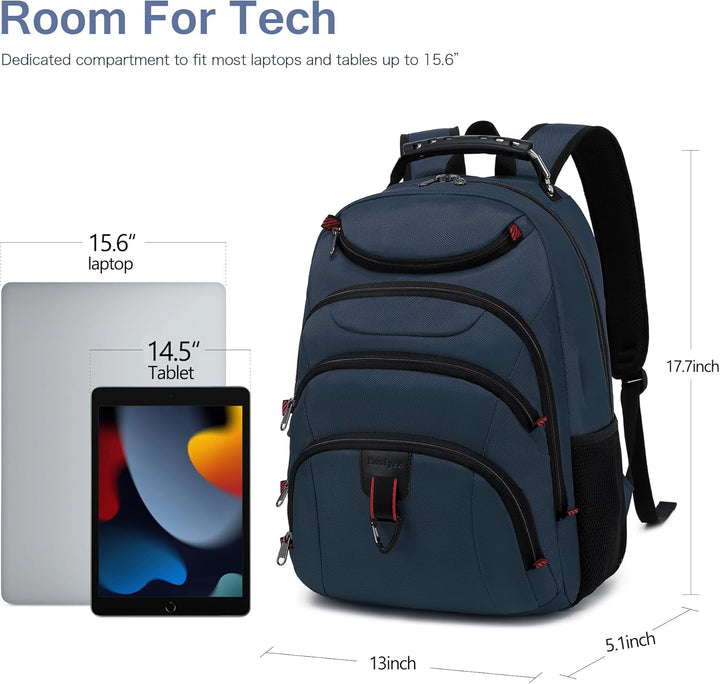 Mochila para laptop Boavan para hombre (Negro, 15.6), Azul marino c...