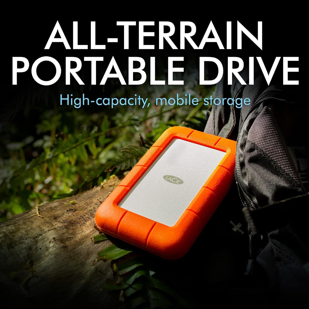 LaCie Rugged USB-C, 4TB, Disco Duro Externo Portátil, Resistente a Caídas, Choques, Polvo, Lluvia, para Mac y PC (STFR4000800)