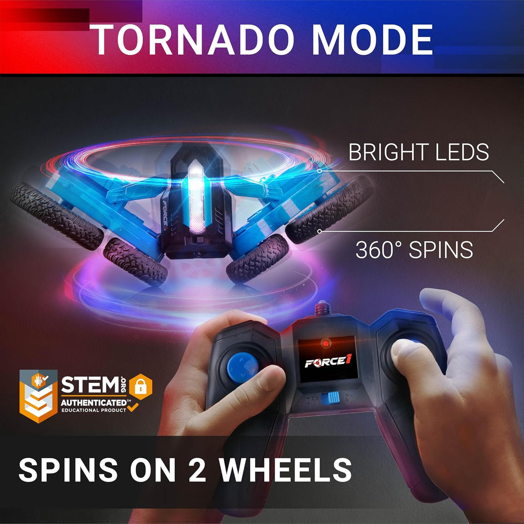 Force1 Tornado Blue - Auto de control remoto con LED para niños - C...