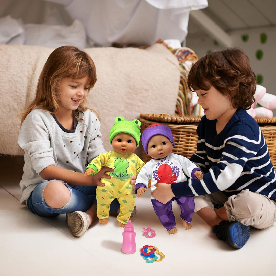 Muñeca de bebé de cuerpo suave con accesorios y 4 juegos de trajes...