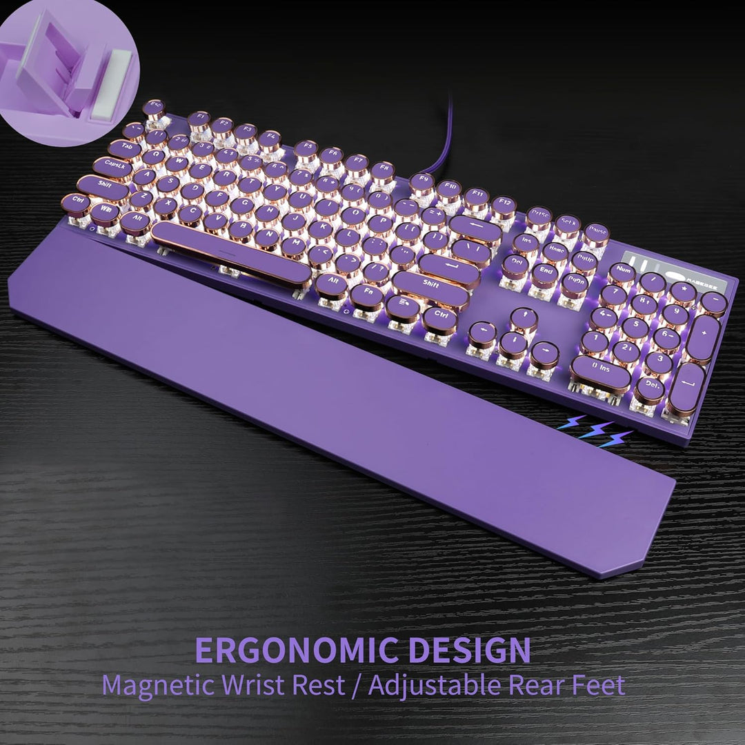 Camiysn Teclado Mecánico para Juegos Estilo Máquina de Escribir, Te...