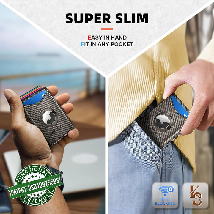 KEMISANT Billetera Airtag para hombre, delgada con bolsillo frontal...