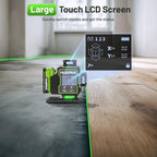 Huepar Nivel láser 360 autonivelante, W04CG mejorado 4 x 360° Bluetooth construcción Lazer herramienta niveladora con base giratoria eléctrica y pantalla LCD grande, 4D 16 líneas de nivel láser de