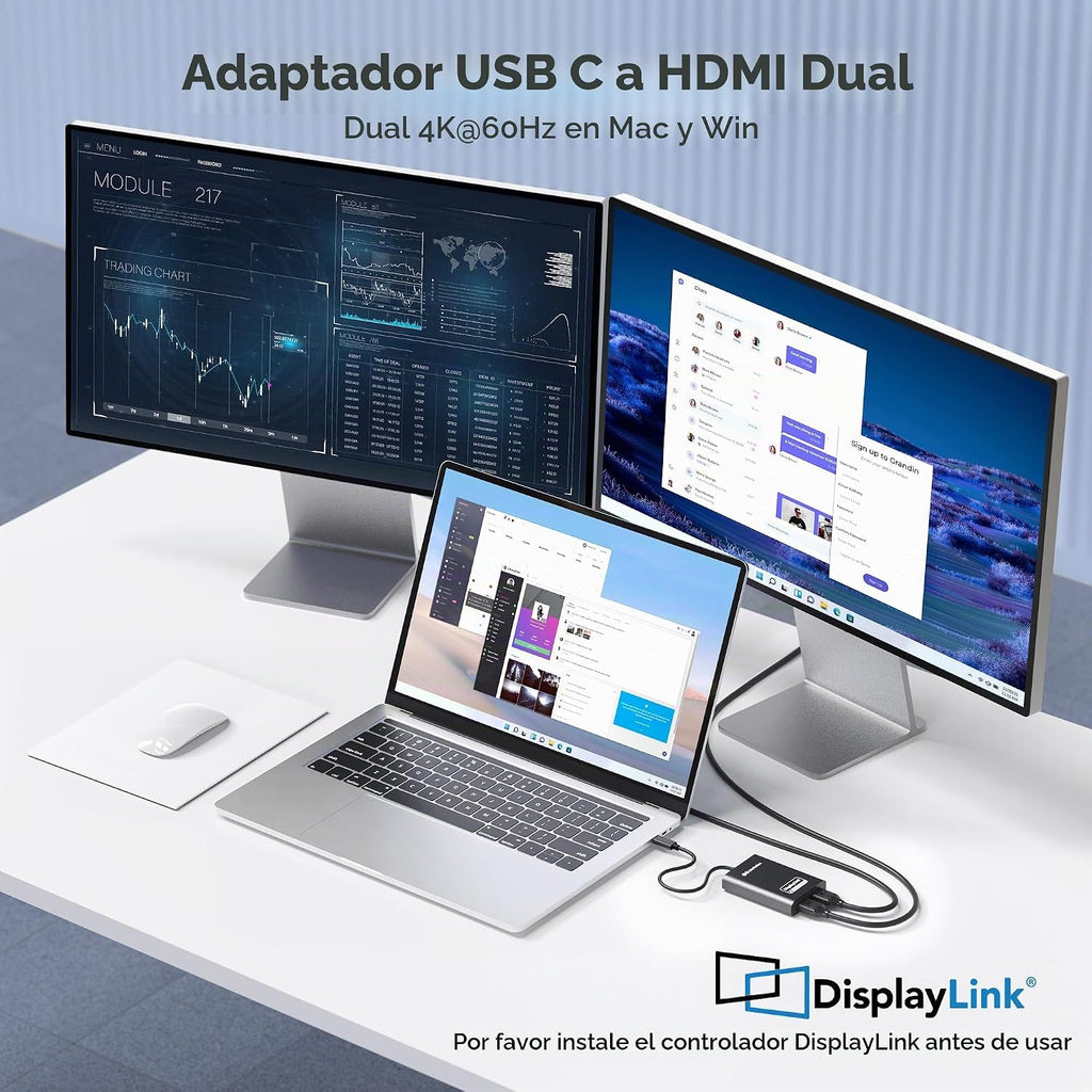 [Certificado DisplayLink] Adaptador Cable Matters USB C a HDMI dual