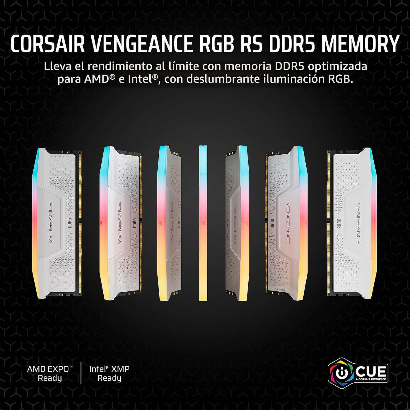 CORSAIR Vengeance RGB RS DDR5 32 GB (2 x 16 GB) Hasta 6000 MHz AMD...