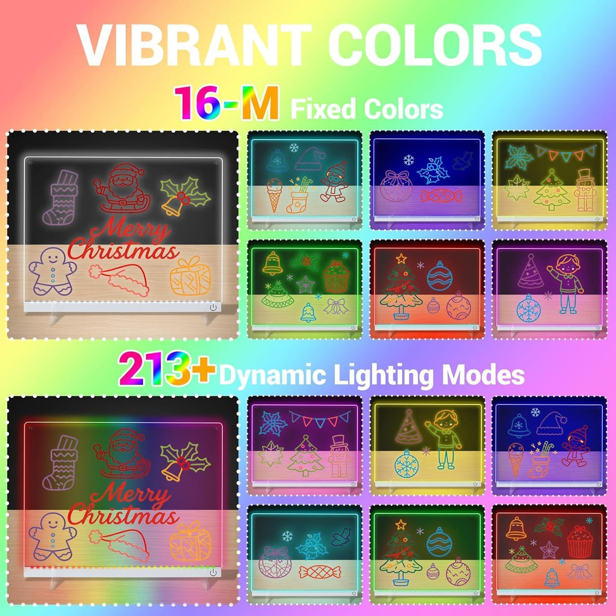 Tablero de dibujo inteligente de 14.1 x 10.9 pulgadas con control remoto de aplicación de sincronización de música, tablero de notas LED brillante con colores, tableta de dibujo con luz de neón