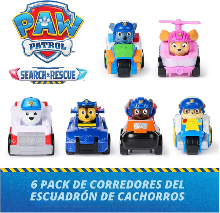 PAW Patrol Búsqueda y rescate, Pup Squad Racers, paquete de 6 vehíc...