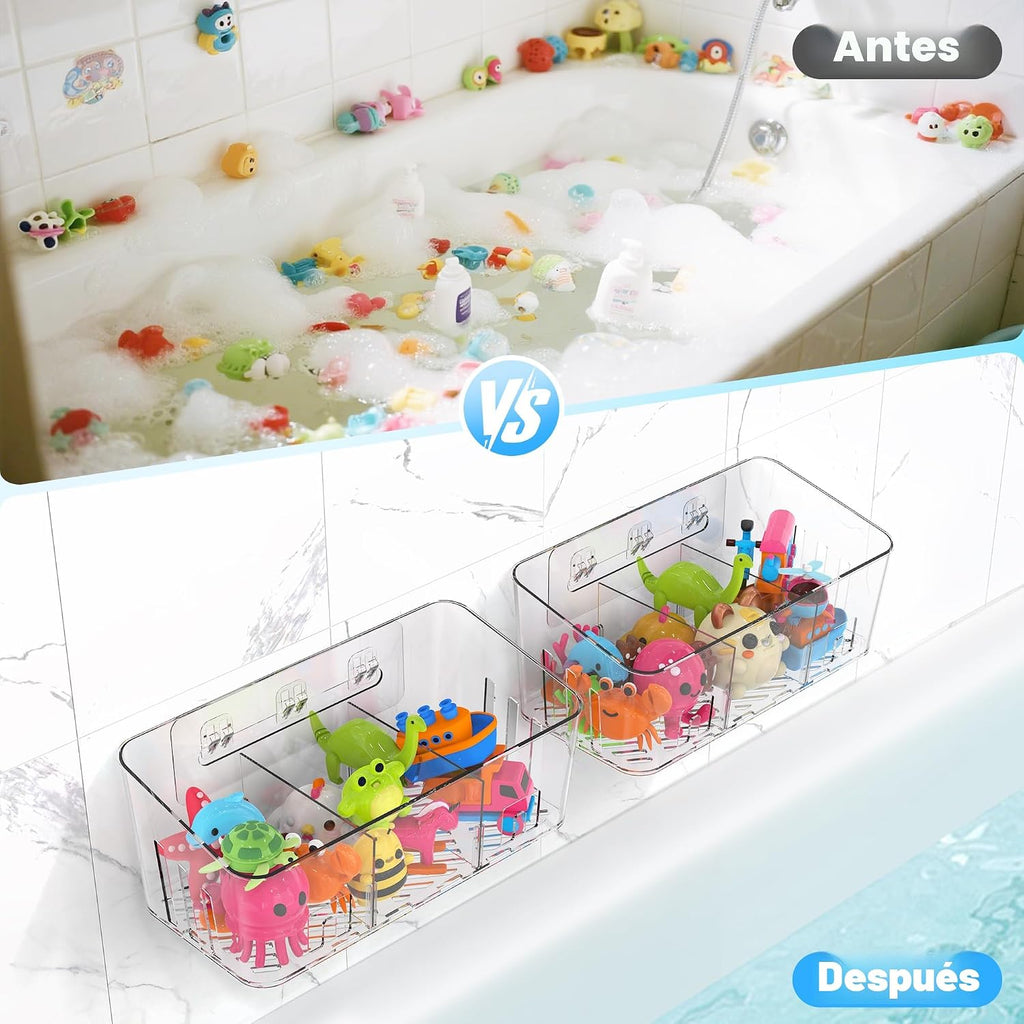 Almacenamiento de juguetes de baño, 4 paquetes, soporte grande para