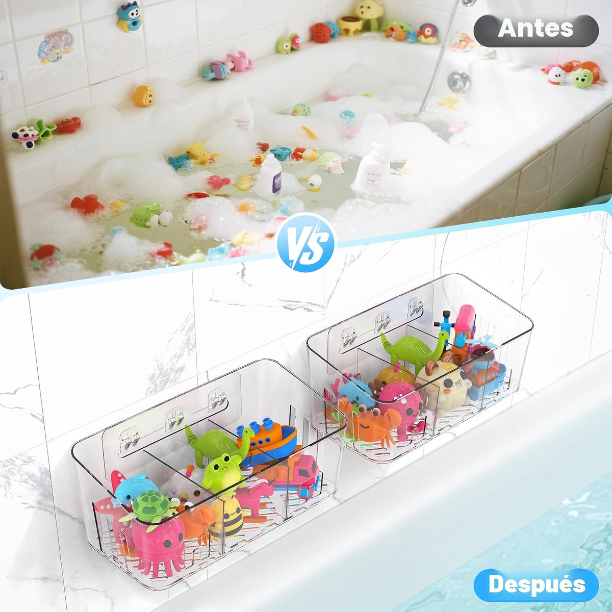 Almacenamiento de juguetes de baño, 4 paquetes, soporte grande para