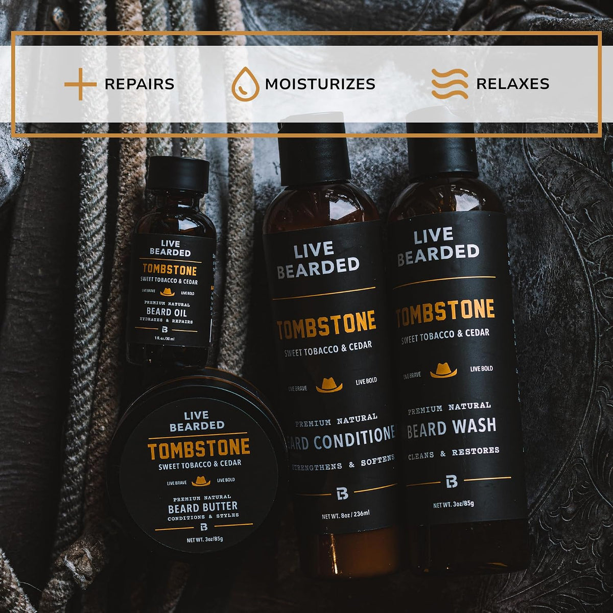 Live Bearded Kit completo de aseo para barba, fabricado en los Esta...