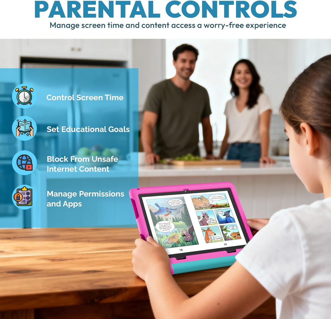 Contixo Tablet A10 para niños con 14 aplicaciones, Lingokids y Epic...