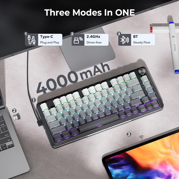 Redragon K681SP Teclado mecánico inalámbrico, teclado RGB para jueg...