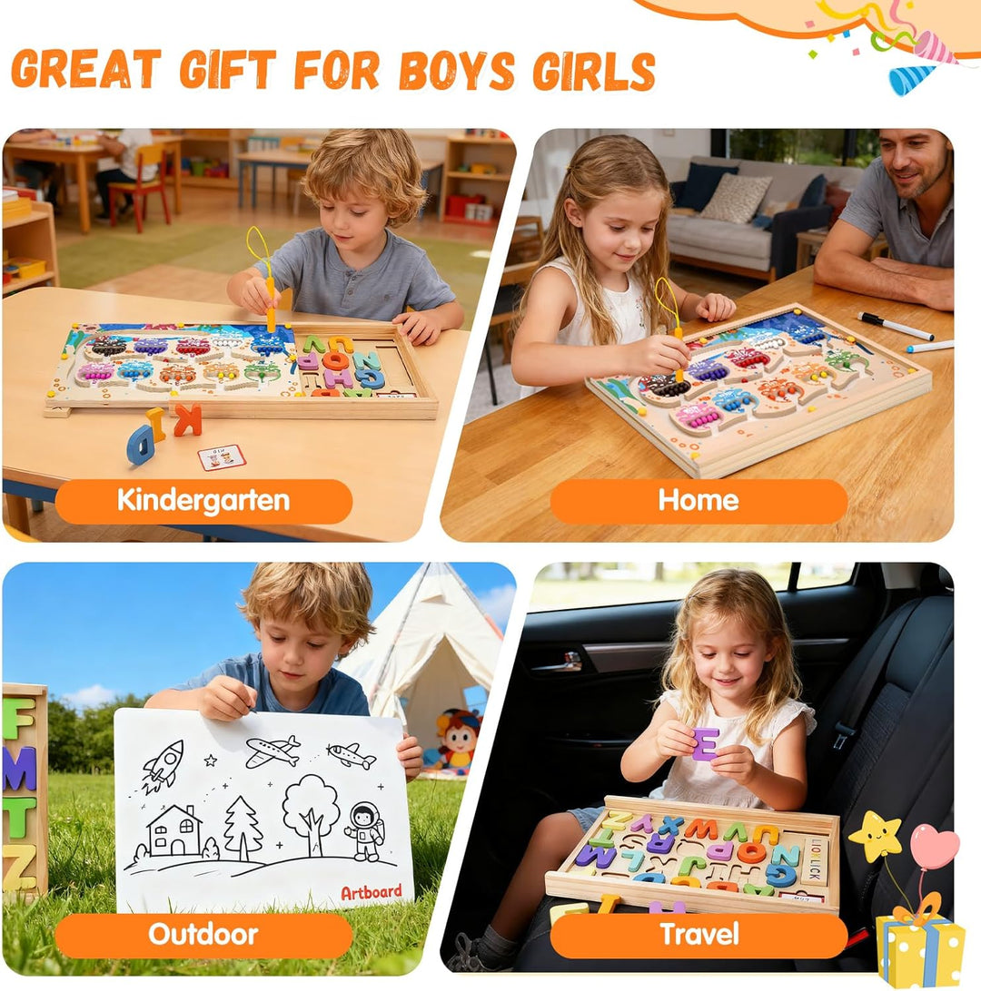 LIOKLICK Juguetes Montessori de madera 4 en 1 con caja de