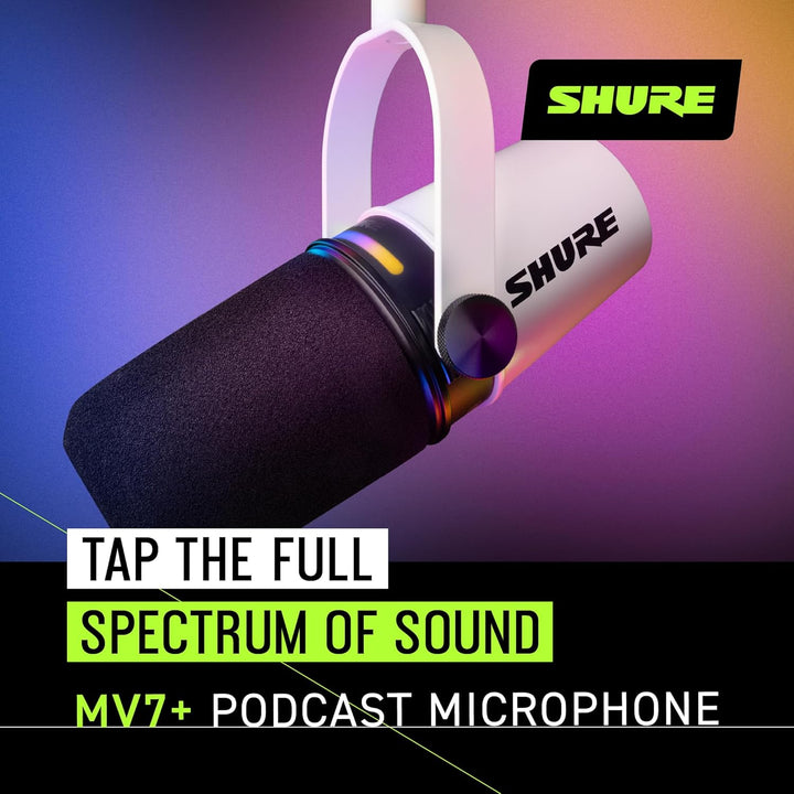 Shure Micrófono dinámico MV7+ para podcast, certificado OBS, audio...
