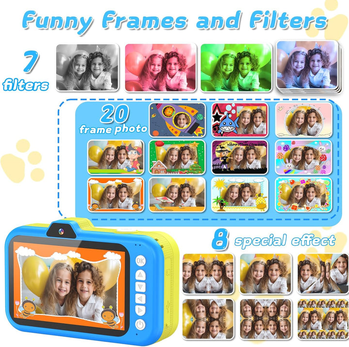 CHAKEYAKE Cámara para niños con lente de zoom giratoria, pantalla g...