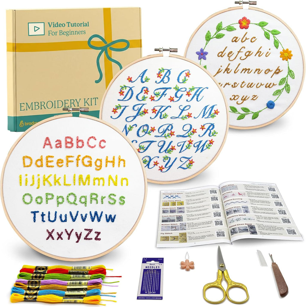 Bradove Alphabet Embroidery Kit para Beginners con Patterns