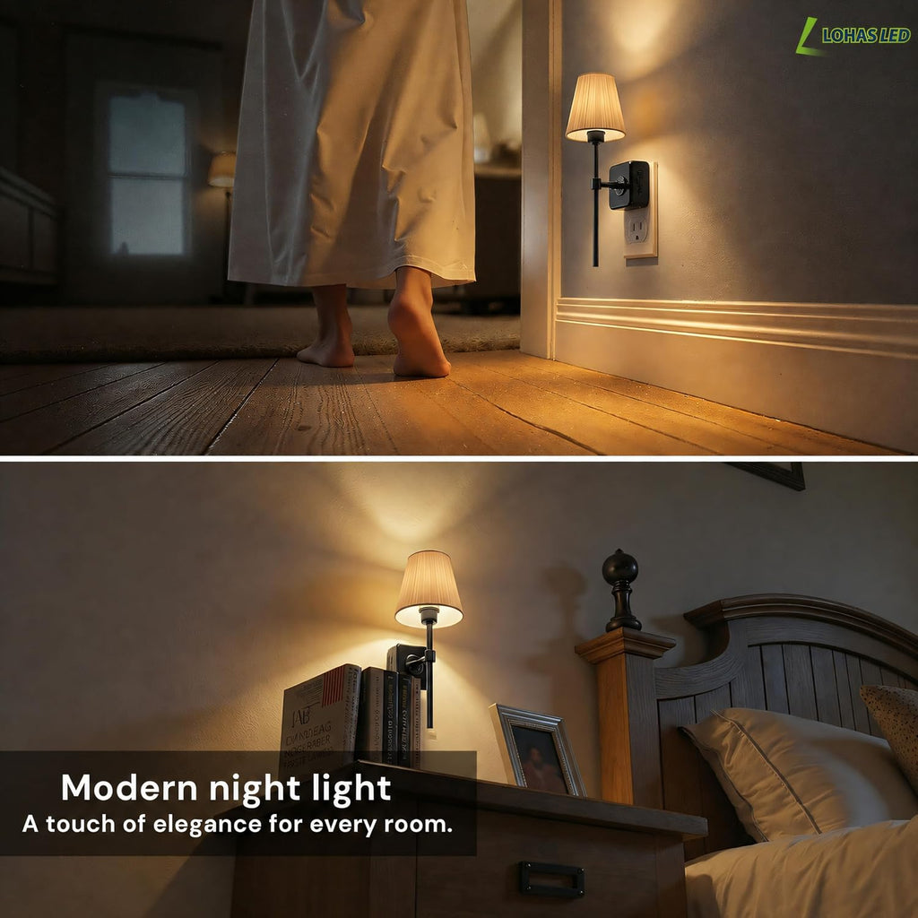 L LOHAS LED Las luces nocturnas se enchufan a la pared, cubierta de tela