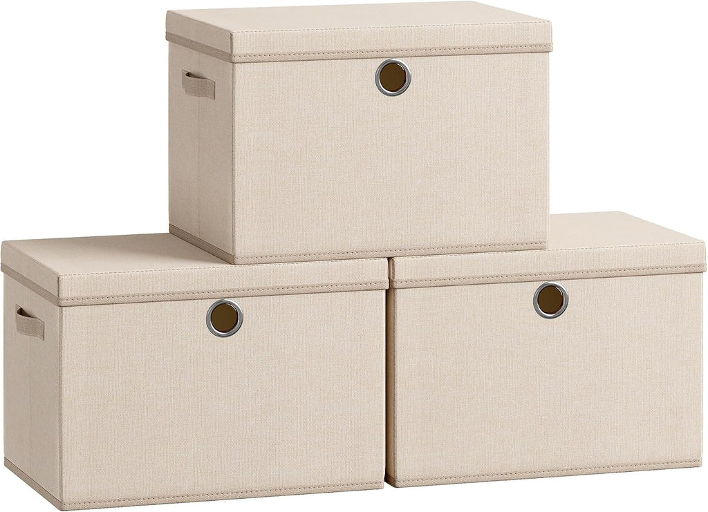 SONGMICS Juego de 3 contenedores de almacenamiento con tapas, cajas de