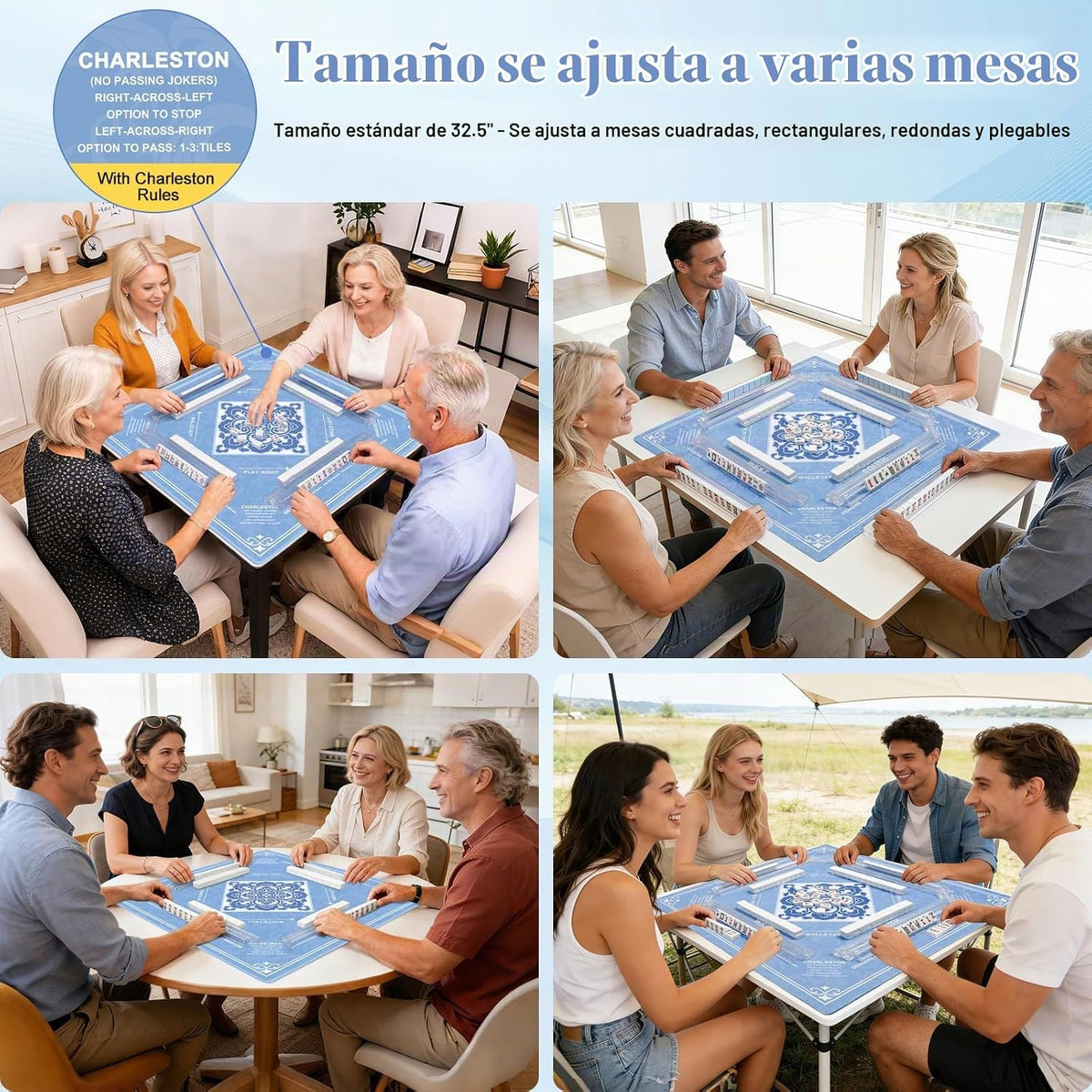 Se envía tapete de Mahjong enrollado con regla sin arrugas
