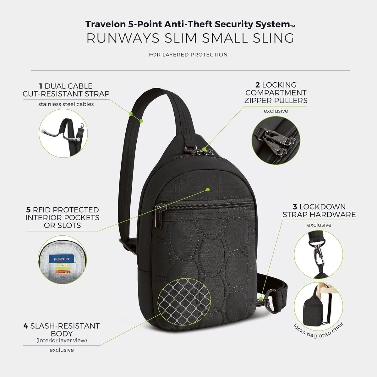 Travelon Eslinga pequeña para pistas antirrobo