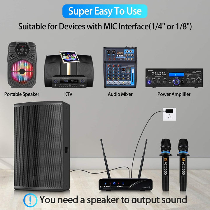 KITHOUSE Micrófono inalámbrico J10 Sistema de karaoke recargable, m...