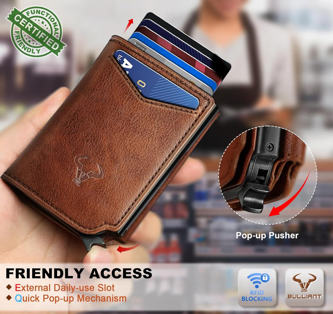BULLIANT Cartera para Hombre Cartera de Cuero Portadores de Tarjeta...
