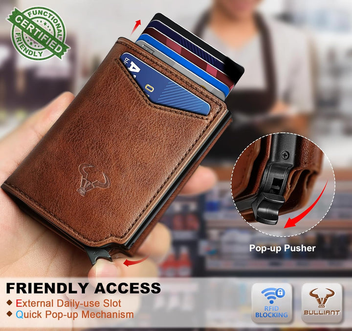 BULLIANT Cartera para Hombre Cartera de Cuero Portadores de Tarjeta...