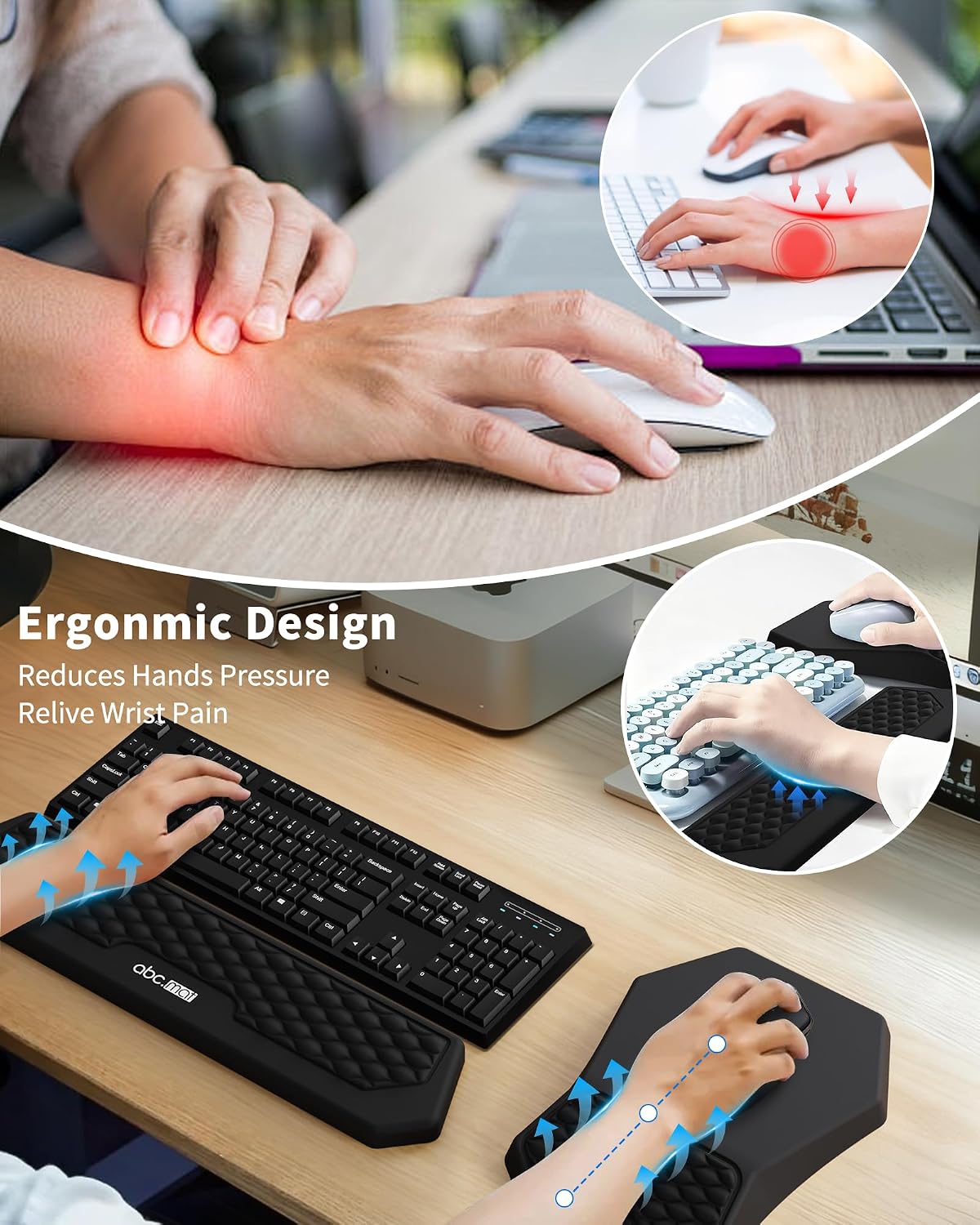 Juego de alfombrilla ergonómica para mouse con reposamuñecas y