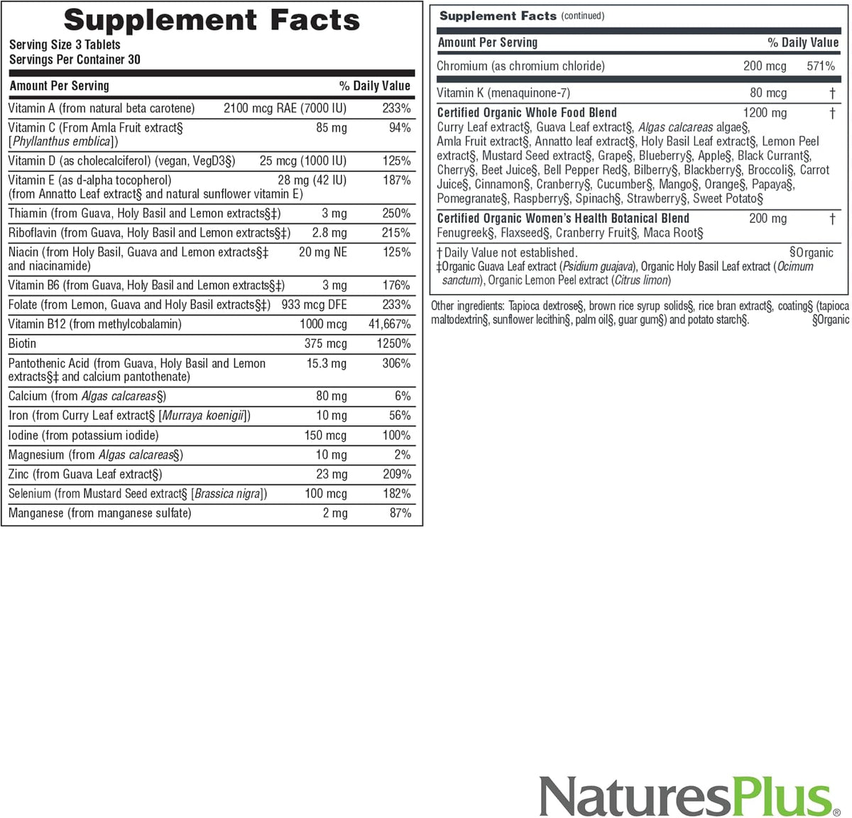 NaturesPlus Source of Life Garden Multivitamínico para mujer, 90 ta...
