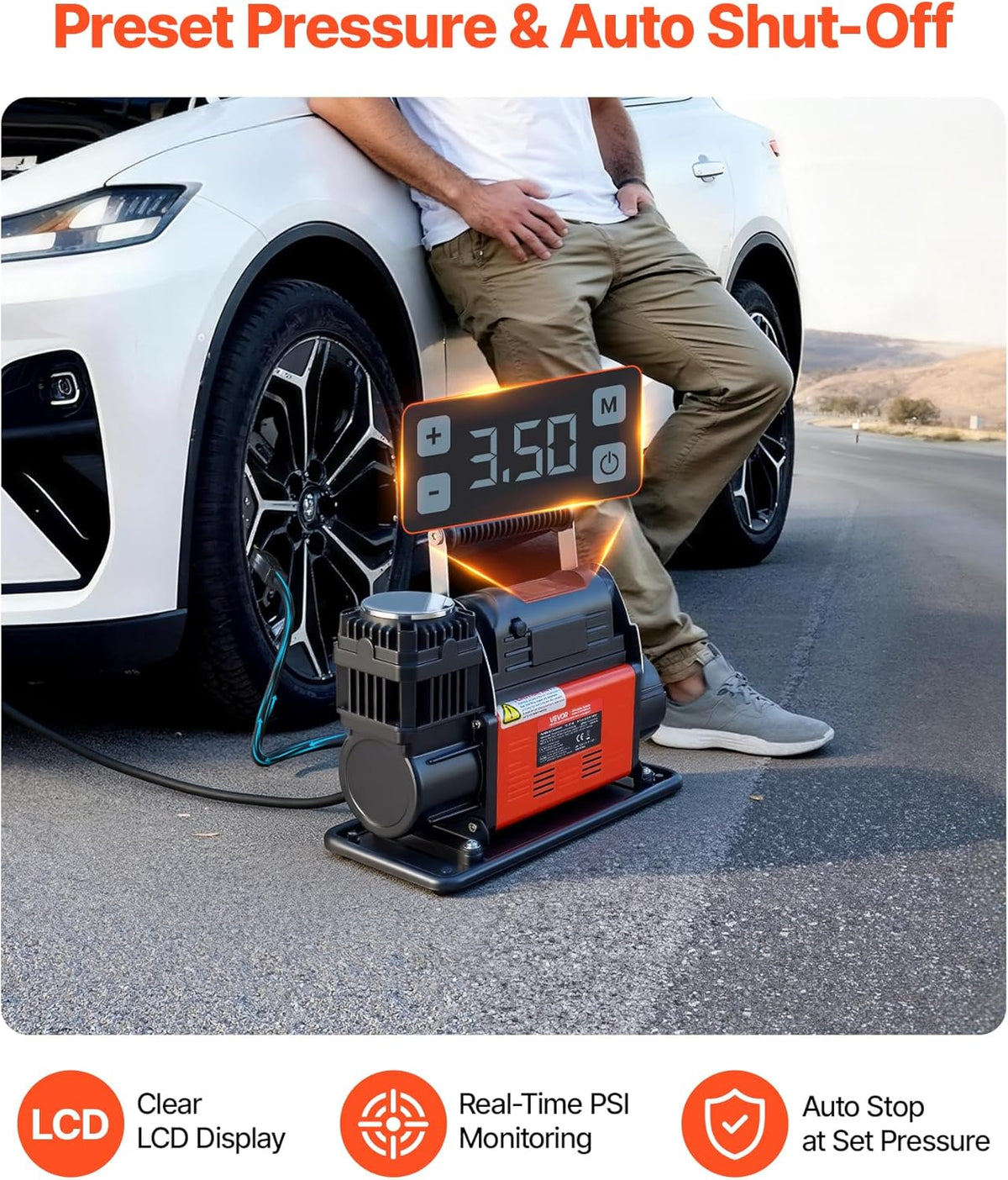 VEVOR Compresor de aire de 12V de servicio pesado, inflador de neum...