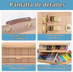 Caballete de mesa portátil de madera de haya con 3 cajones de