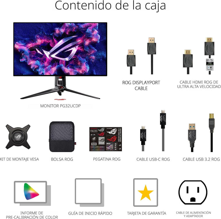 ASUS ROG PG32UCDP - Monitor para juegos OLED de 32 pulgadas 4K 240H...