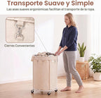 Cesta de lavandería de gran capacidad de 150 litros con ruedas, cesta de ropa y bolsa extraíble para el hogar, lavandería, dormitorio, baño, apartamento, dormitorio