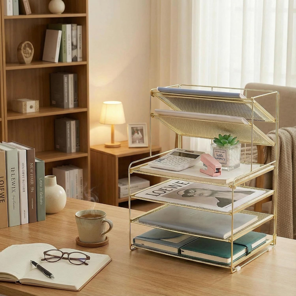 Organizador de escritorio, bandeja organizadora de papel de 6