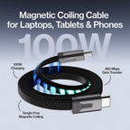 Statik MagStack Slim Pro Cable magnético de carga plano USB-C a USB-C, 100W
