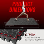 SUPERJARE Alfombrillas de Equipo de Ejercicio Extra Gruesas de 0.79'', 12 Piezas 48 Pies Cuadrados Baldosas de Piso con Parte Superior de Goma con Espuma EVA de Alta Densidad, Pisos de Gimnasio