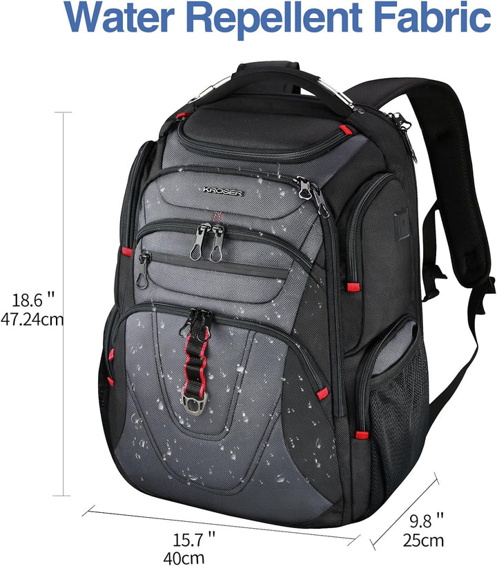 KROSER Mochila para laptop de viaje resistente al agua Mochila de d...