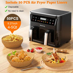 SyncCook - Freidora de aire de doble cesta grande de 10 cuartos con ventana de visualización y 50 revestimientos de papel, 10 en 1 con pantalla táctil digital de doble zona, freidora de aire SyncCook