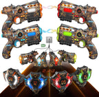VATOS - Juego de 4 pistolas láser recargables - 2.4GHz de datos totalmente sincronizados, 4 pistolas y 4 chalecos con sensores - Pistolas láser geniales para cumpleaños y regalos para niños