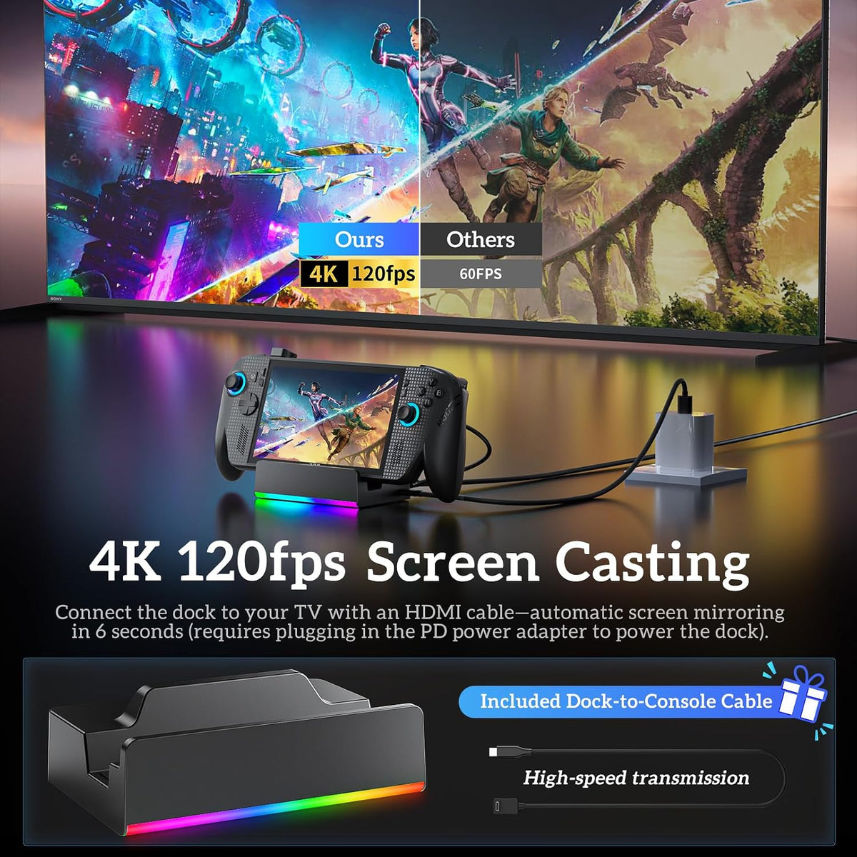 Docking Station para ROG Xbox Ally X, Steam Deck & Legion Go