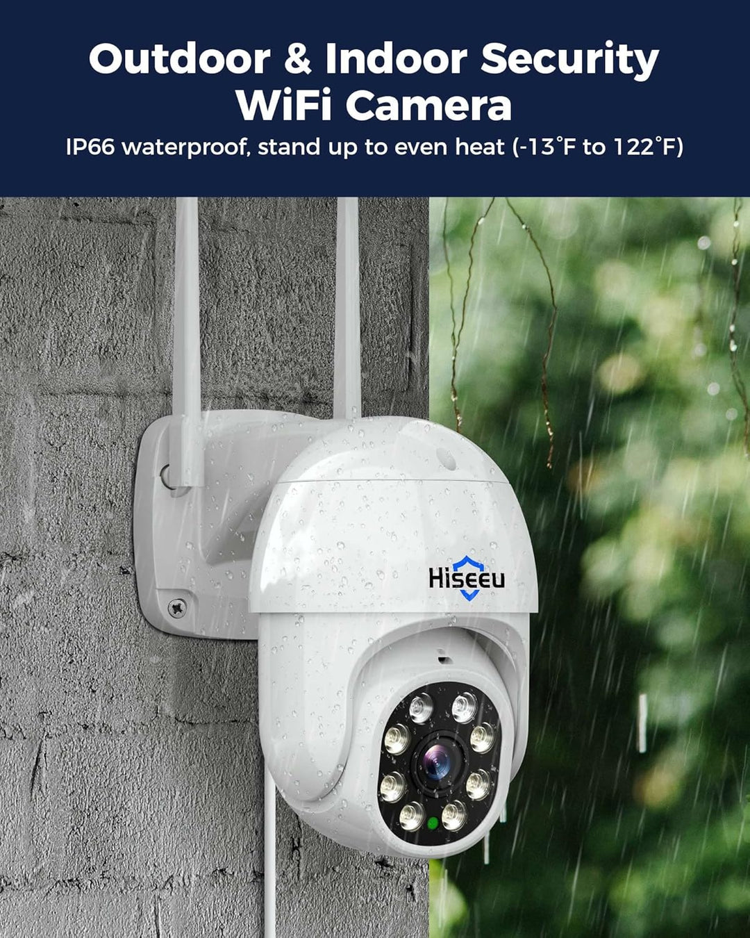 Hiseeu 2 piezas 5MP Cámara de seguridad PTZ Cámaras inalámbricas de...