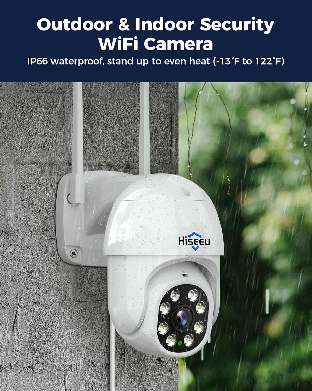Hiseeu 2 piezas 5MP Cámara de seguridad PTZ Cámaras inalámbricas de dos vías Vioice, 2WHD305