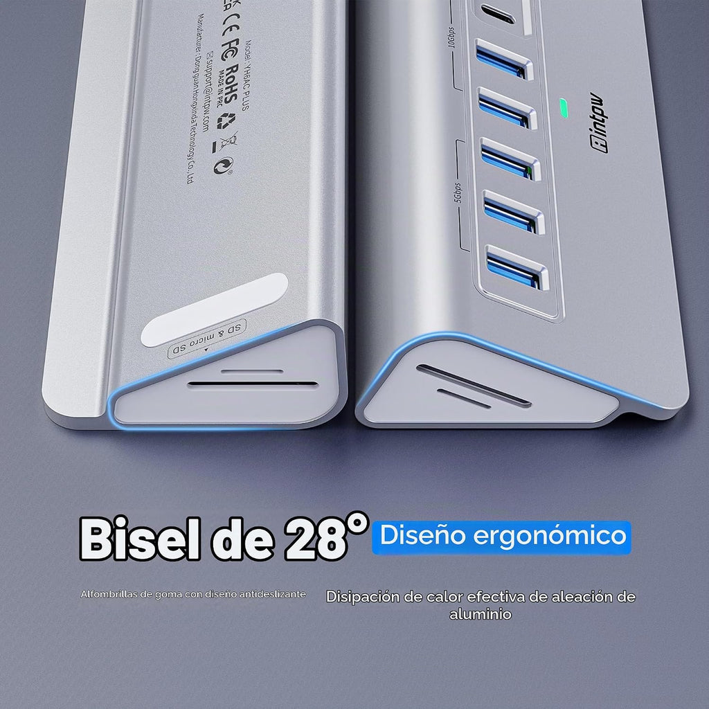 intpw, YH6AC, hub USB 3.2, alimentado