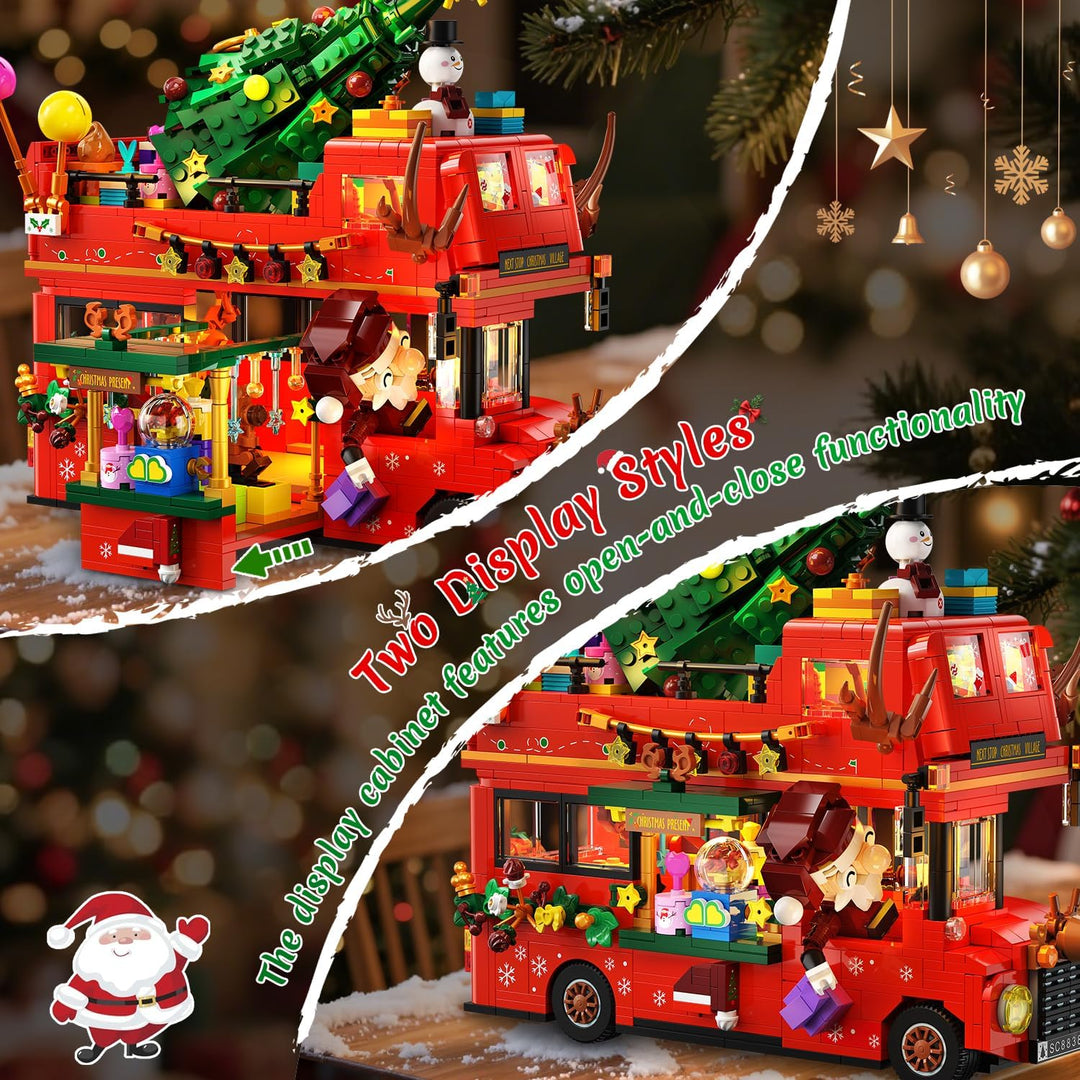 Juego de construcción de autobús de dos pisos de Navidad